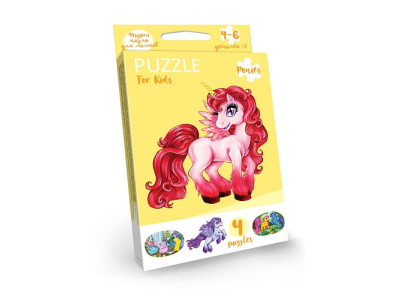Дитячі розвиваючі пазли "Puzzle For Kids" PFK-05-12 2 картинки Єдиноріг червоний