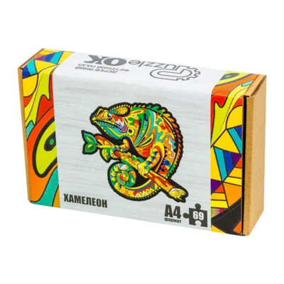 Фігурний деревяний пазл A4 Хамелеон PuzA4-01746 69 деталей