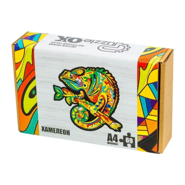Фігурний деревяний пазл A4 Хамелеон PuzA4-01746 69 деталей