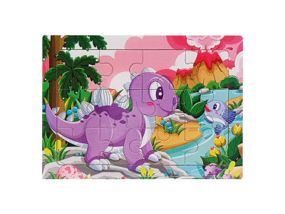 Дитячий деревяний пазл-вкладиш "Динозавр з рибкою" MD 1343-9 12 елементів