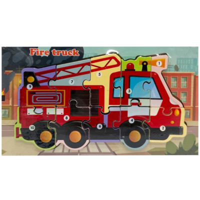 Деревяний пазл-вкладиш "Fire Truck" Bambi MD 1924-6 10 елементів