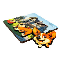 Деревяний пазл-вкладиш "Веселий песик" Puz-88753 А6 4 елементи