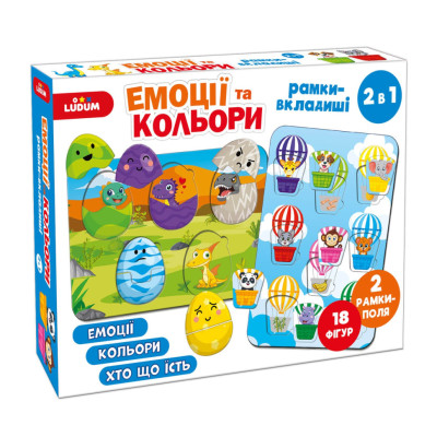Дитячі рамки вкладиши "Емоції та кольори" ME5032-17 18 фігурок 2 рамки поля 2в1