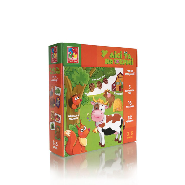 Настільна гра асоціації "У лісі та на фермі" Vladi Toys VT1804-46 (укр) Настільна гра асоціації "У лісі та на фермі" Vladi Toys VT1804-46 (укр)