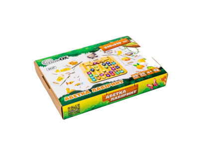 Дерев’яна іграшка монтессорі "Абетка лабіринт" Puz-72859 25 карт 35 букв