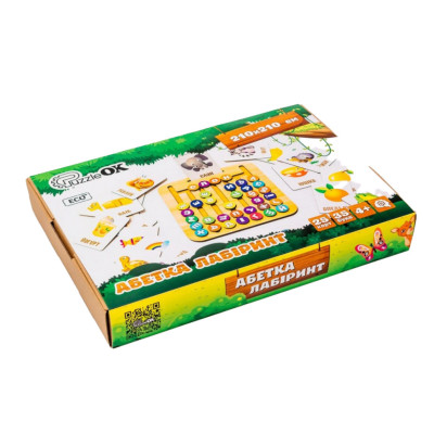 Дерев’яна іграшка монтессорі "Абетка лабіринт" Puz-72859 25 карт 35 букв