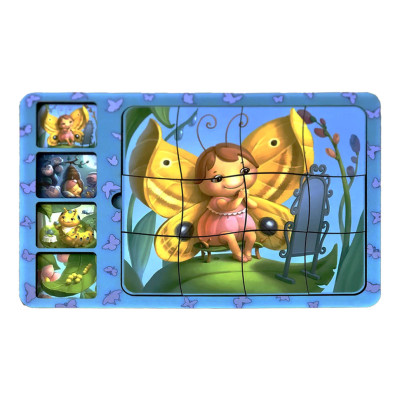 Деревяна настільна гра "Етапи розвитку метелика" Ubumblebees (ПСФ017) PSF017 сортер-пазл