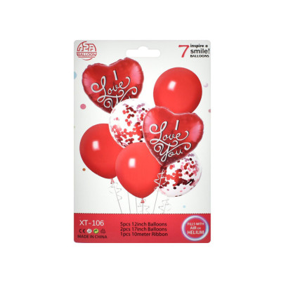 Повітряні кульки MK 5645-106 в наборі 7 штук стрічка 10 метрів