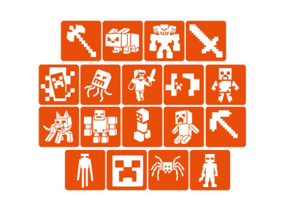 Набір трафаретів для біо-тату "Minecraft" Minecraft-5x5-18 18 трафаретів