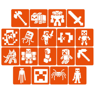 Набір трафаретів для біо-тату "Minecraft" Minecraft-5x5-18 18 трафаретів