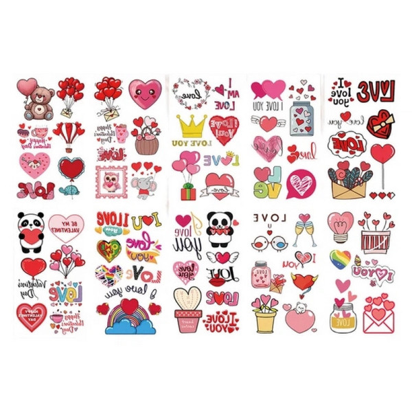 Набір тимчасових тату "Кохання №3" Love-tattoo-mini-set-2-10 10 штук розмір 12 х 7 см