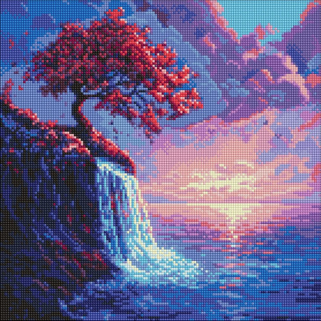 Алмазна мозаїка "Сакура в потоці" ©art_selena_ua AMO8210 40х40 см