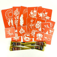 Набір кольорової хни з трафаретами для біо-тату №6 color-henna-set-06