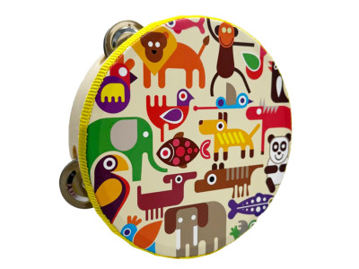 Деревяна іграшка Бубен "Тварини Африки" MD 0367-51 діаметр 15 см