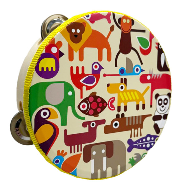 Деревяна іграшка Бубен "Тварини Африки" MD 0367-51 діаметр 15 см