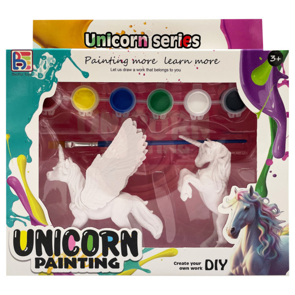Набір для творчості Гіпсова розмальовка "Unicorn" T59-1(Unicorn1) 2 фігурки фарби 6 кольорів