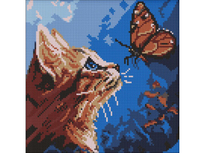 Алмазна мозаїка "Котик та метелик" ©art_selena_ua AMO20076 30х30 см