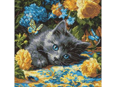 Алмазна мозаїка "Кошеня блакитнооке" AMO8340 40х40 см