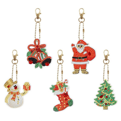 Набір брелків алмазна викладка "Новорічні" BR25 5 шт з інструментами