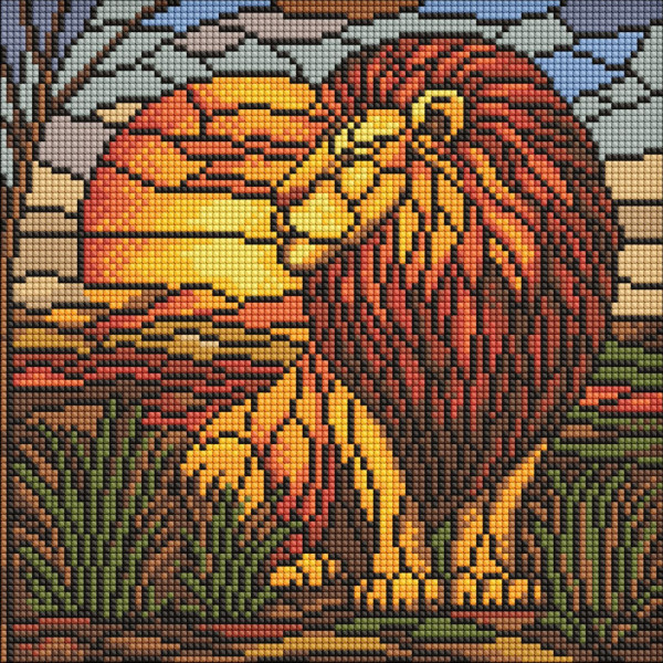 Алмазна мозаїка "Вітраж. Лев" AMO8334 30х30 см