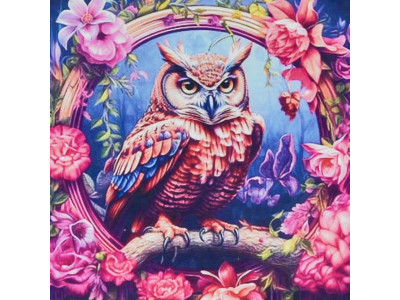 Алмазна мозаїка "Сова у квітах" HEE13838 30х30 см
