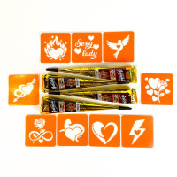 Набір хни з трафаретами для біо-тату №9 henna-set-09 9 трафаретів