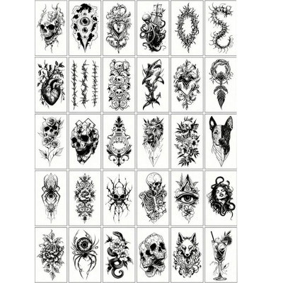 Набір дитячих тимчасових татуювань "Чорні міні №5" black-tattoo-mini-set-5-T