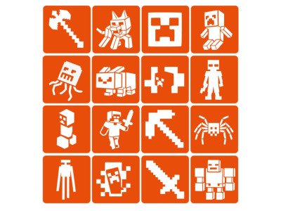 Набір трафаретів для біо-тату "Minecraft" Minecraft-6x6-16 16 трафаретів