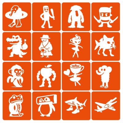 Набір трафаретів для біотату "Італійський брейнрот №1" Italian-brainrot_6x6_16_1