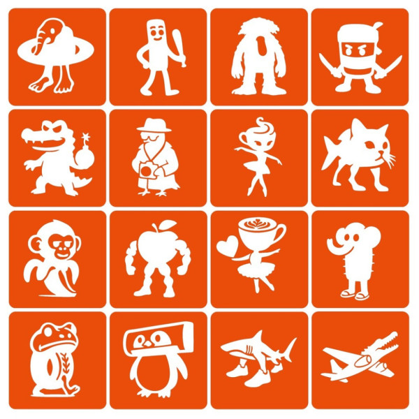 Набір трафаретів для біотату "Італійський брейнрот №1" Italian-brainrot_6x6_16_1