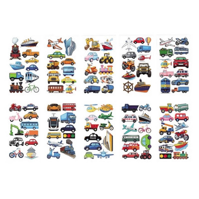 Набір тимчасових тату "Транспорт №1" transport-tattoo-1-10 10 штук розмір 12 х 7 см
