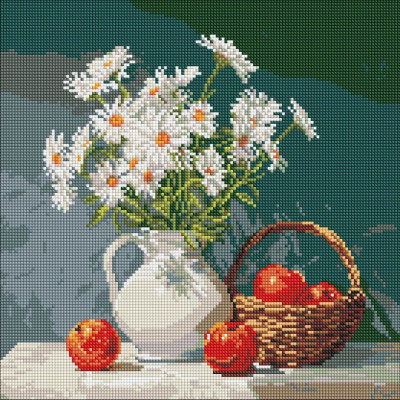 Алмазна мозаїка "Букет ромашок з яблуками" ©art_selena_ua AMO8339 40х40 см