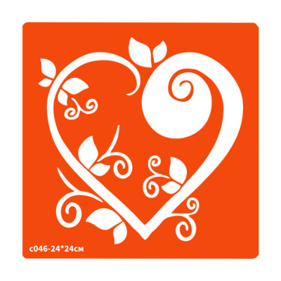 Трафарет для біо-тату Сердечко c046-24*24см розмір 24х24см