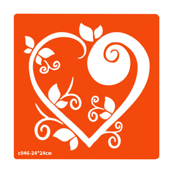 Трафарет для біо-тату Сердечко c046-24*24см розмір 24х24см