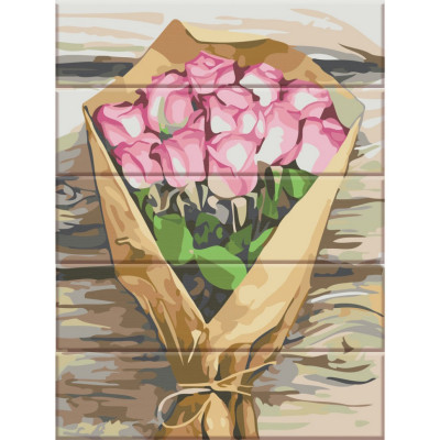 Картина за номерами по дереву "Букет рожевих троянд" ASW151 30х40 см