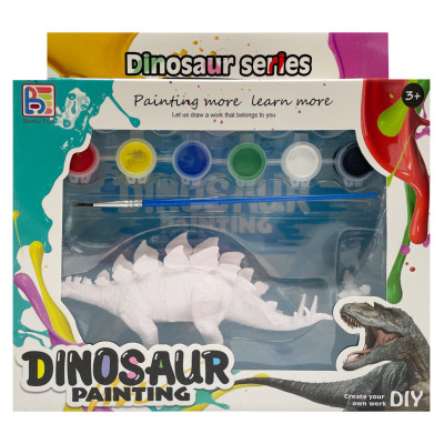 Набір для творчості Гіпсова розмальовка "Dinosaur" T55-2(Dinosaur2) 2 фігурки фарби 6 кольорів