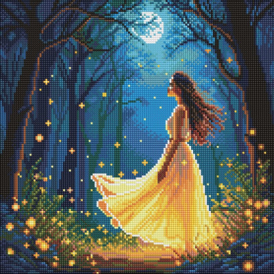 Алмазна мозаїка "Дівчина серед світлячків" ©art_selena_ua AMO8224 40х40 см