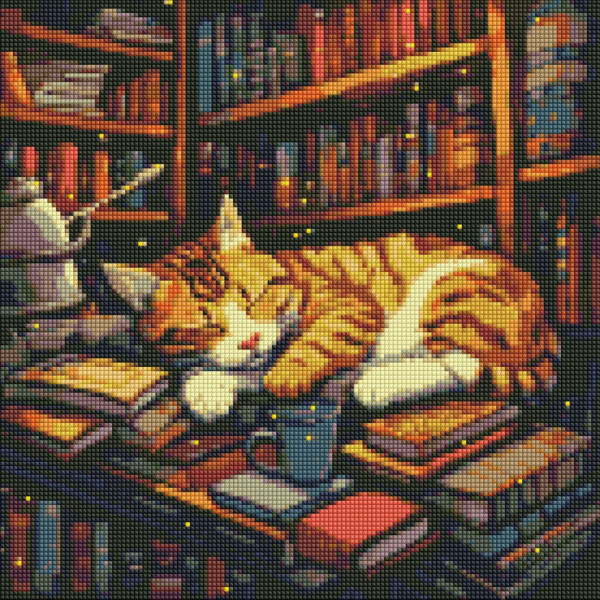 Алмазна мозаїка "Пухнастий книголюб" ©art_selena_ua AMO7648 Ідейка 40х40 см Алмазна мозаїка "Пухнастий книголюб" ©art_selena_ua AMO7648 Ідейка 40х40 см