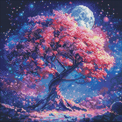 Алмазна мозаїка "Силует дерева" ©art_selena_ua AMO8214 40х40 см