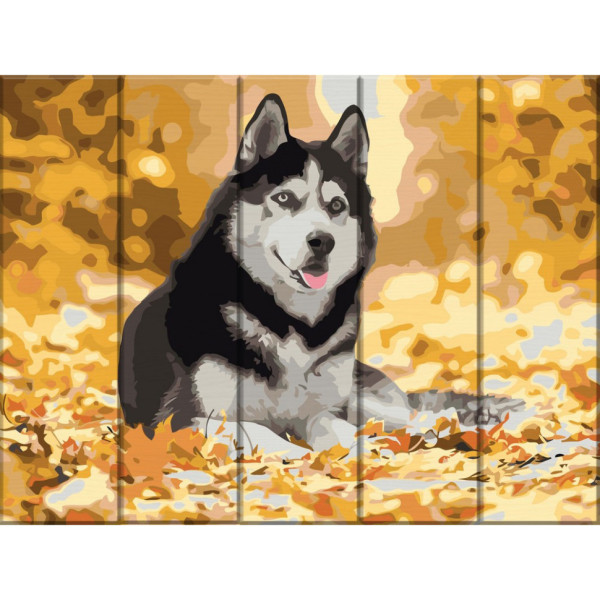 Картина за номерами по дереву "Хаскі" ASW012 30х40 см