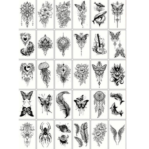 Набір дитячих тимчасових татуювань "Чорні міні №4" black-tattoo-mini-set-4-H