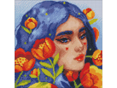 Алмазна мозаїка без підрамника "Синьоока весна" AMC7686 30х30см