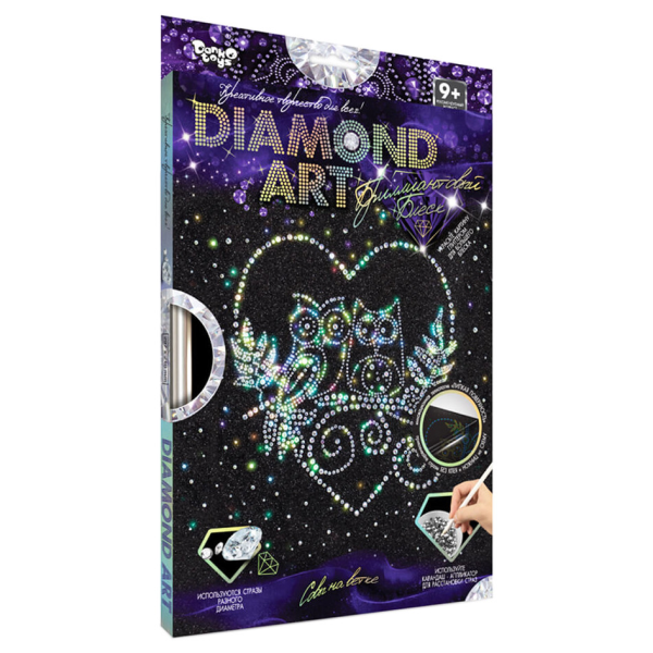 Комплект креативної творчості "DIAMOND ART" DAR-01 10 видів Сови на гілці