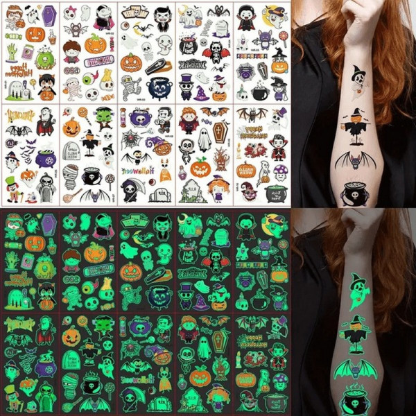 Набір дитячих тимчасових тату "Halloween glow" kids-tatto-halloween-glow-set-1 Набір дитячих тимчасових тату "Halloween glow" kids-tatto-halloween-glow-set-1