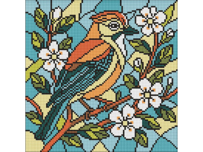 Алмазна мозаїка "Вітраж. Сойка" ©art_selena_ua AMO8317, 30х30 см