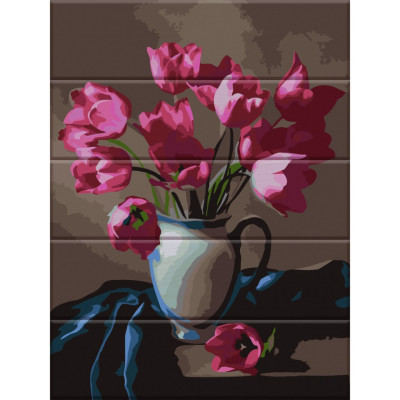 Картина за номерами по дереву "Чудові тюльпани" ASW083 30х40 см