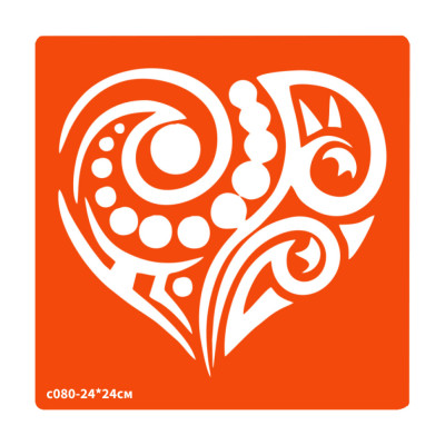 Трафарет для біо-тату Сердечко c080-24*24см розмір 24х24см