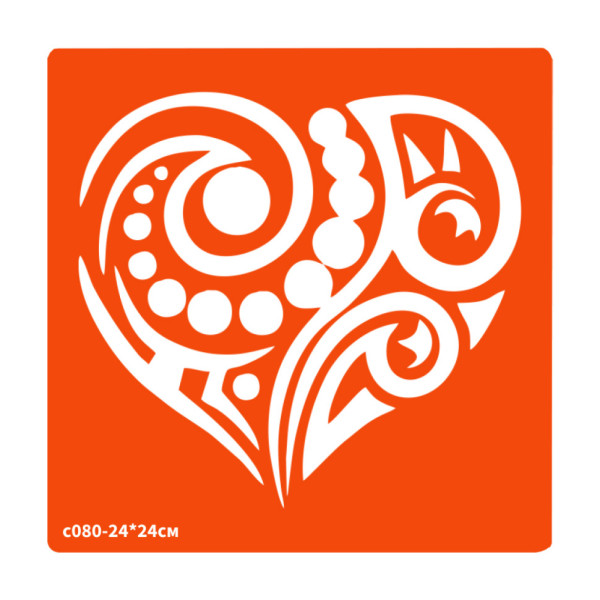 Трафарет для біо-тату Сердечко c080-24*24см розмір 24х24см
