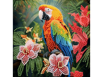 Алмазна мозаїка "Папуга у джунглях" ZAV1818-5 18х18 см Алмазна мозаїка "Папуга у джунглях" ZAV1818-5 18х18 см