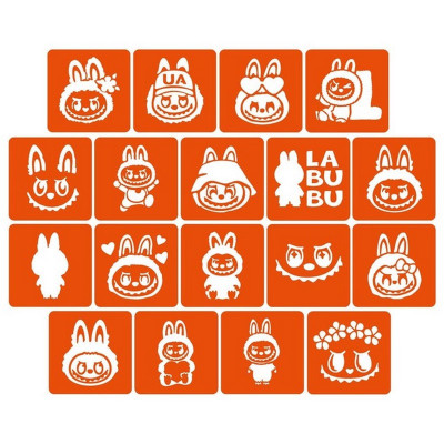Набір трафаретів для біо-тату "Labubu" labubu_5x5_18_1